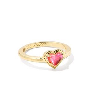NWT Kendra Scott Gold Ring with Red Tiger Eye heart (size 7)